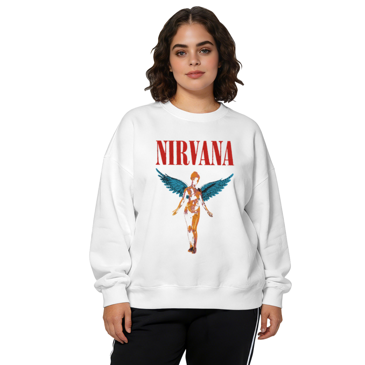 Nirvana In Utero Blue Wings Crewneck Sweatshirt