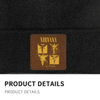 Nirvana In Utero Sketch Patch Knit Beanie product image showing square-patch knit beanie design