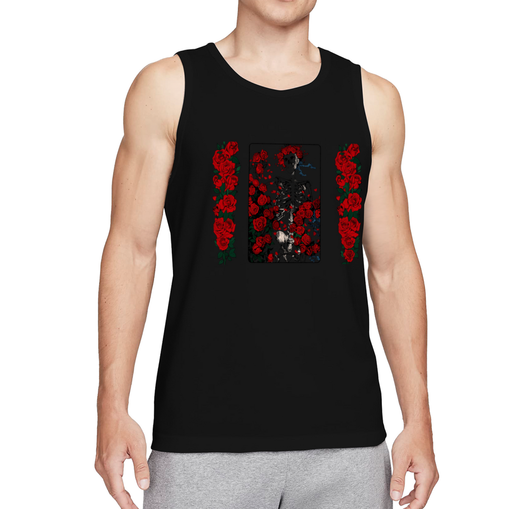 Grateful Dead Woodcut Wheel and Roses Artwork graphic tank top product image