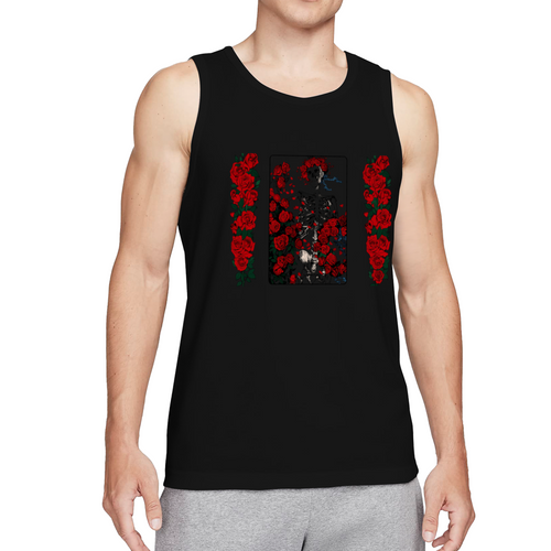 Grateful Dead Woodcut Wheel and Roses Artwork graphic tank top product image
