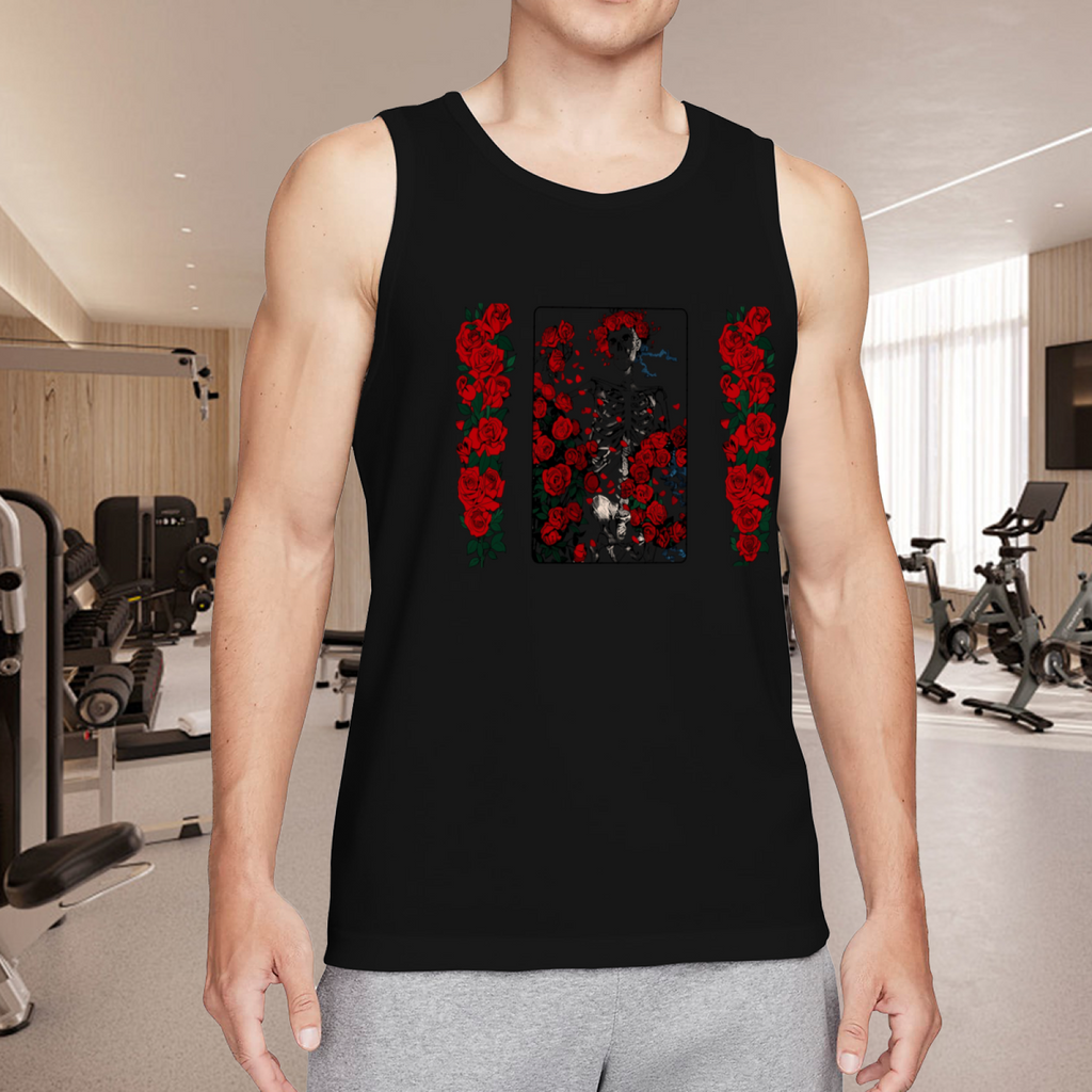 Grateful Dead Woodcut Wheel and Roses Artwork graphic tank top product image