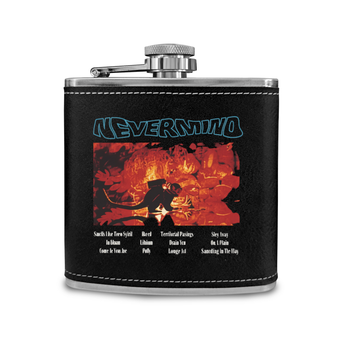 Nirvana Dim Light Portrait 6oz vintage-style stainless steel hip flask product image