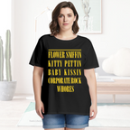Graphic T-shirt product image with flower sniffin quote artwork