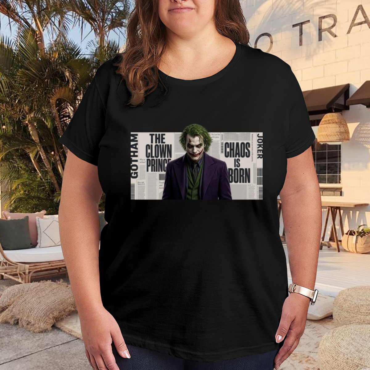 Sinister Clown Headlines Women's T-Shirt for Halloween