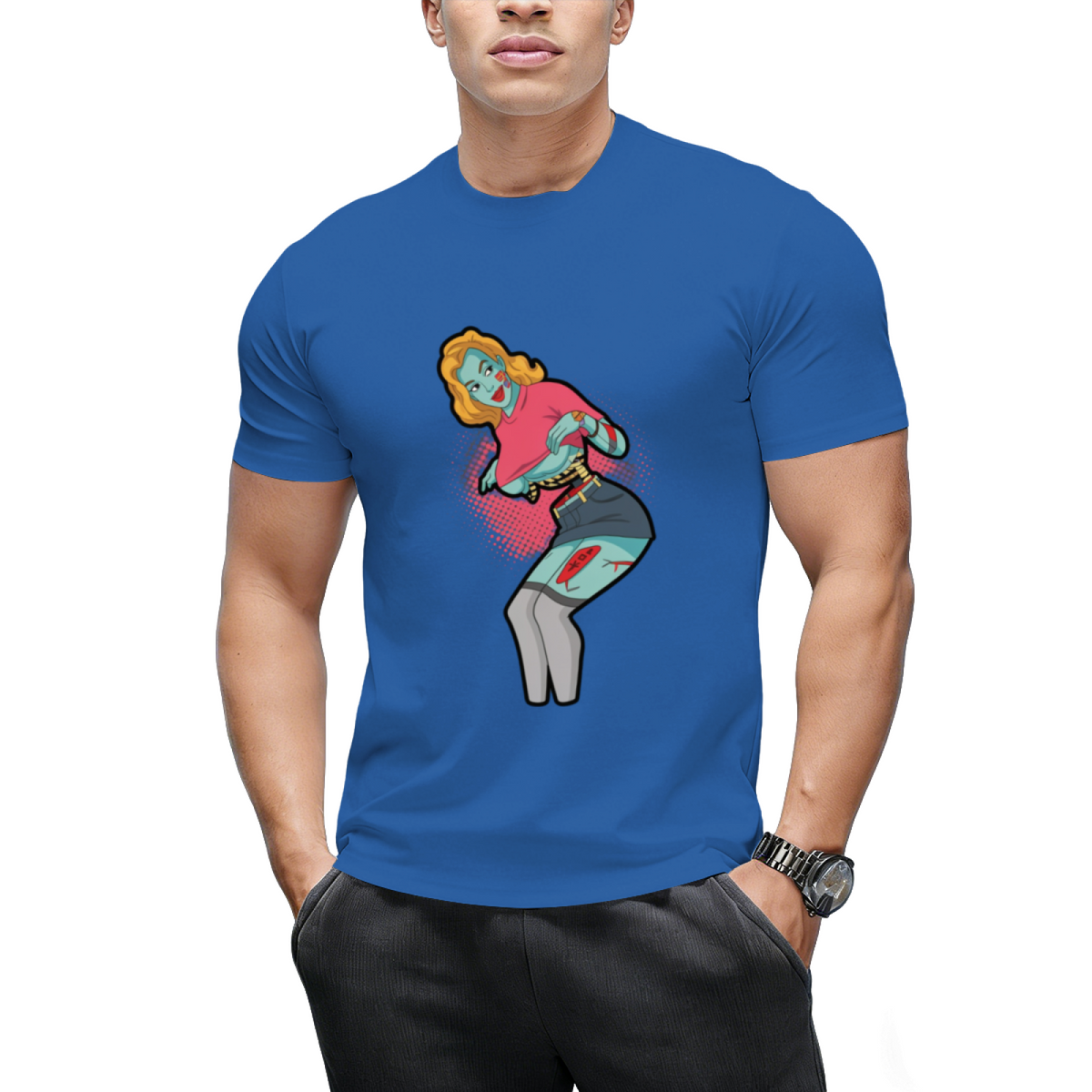 Zombie Pin-up Girl Halloween Graphic T-Shirt