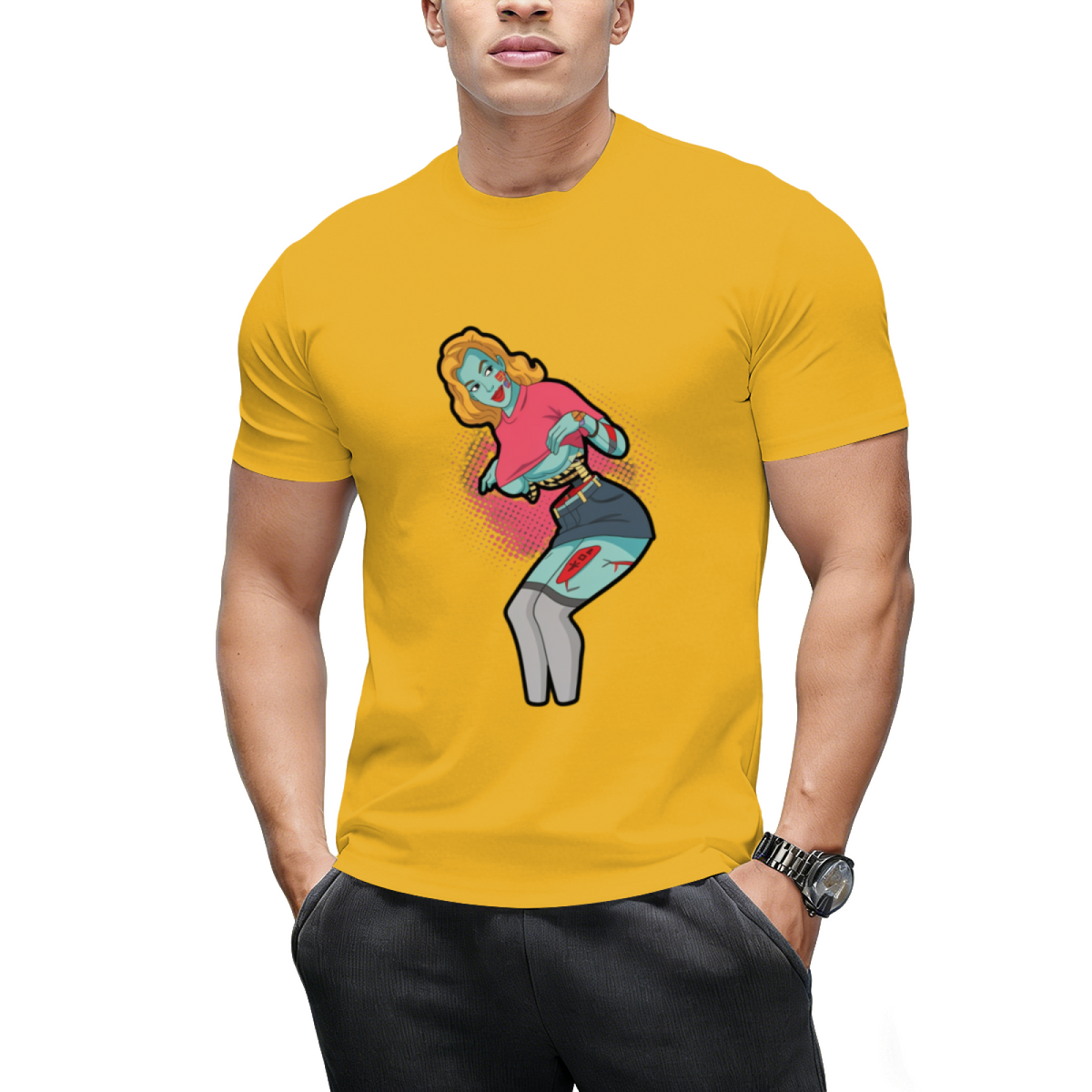 Zombie Pin-up Girl Halloween Graphic T-Shirt