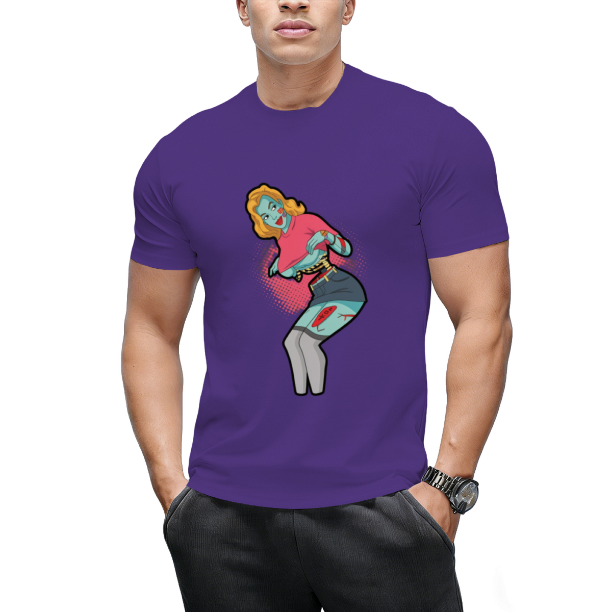Zombie Pin-up Girl Halloween Graphic T-Shirt