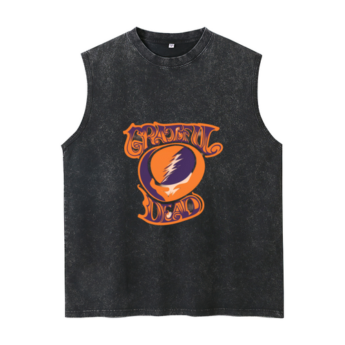 Grateful Dead washed graphic tank top with Orange Purple Steal Your Face Baseball Raglan graphic
