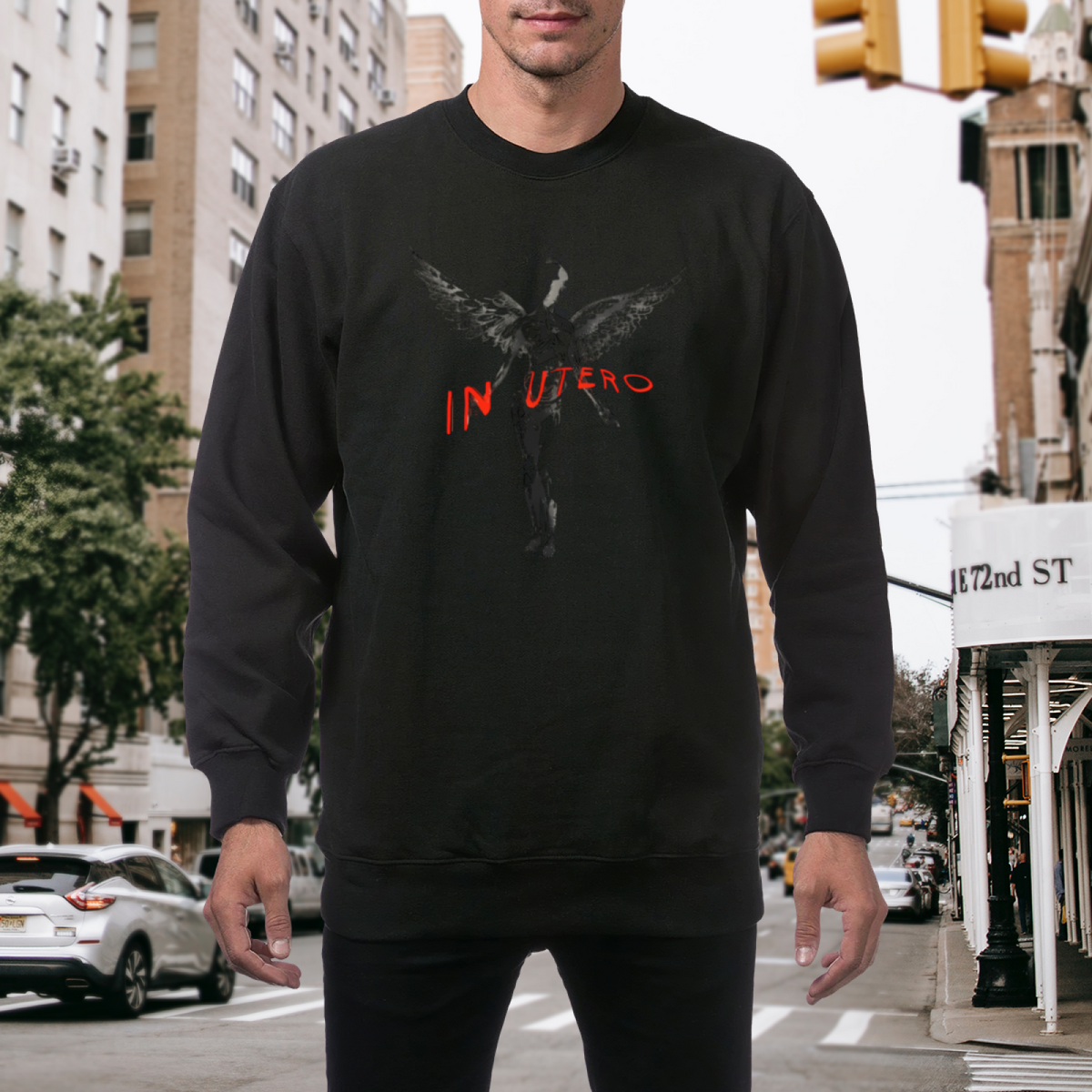 Artwork preview for Nirvana In Utero Dark Angel Crewneck Sweatshirt