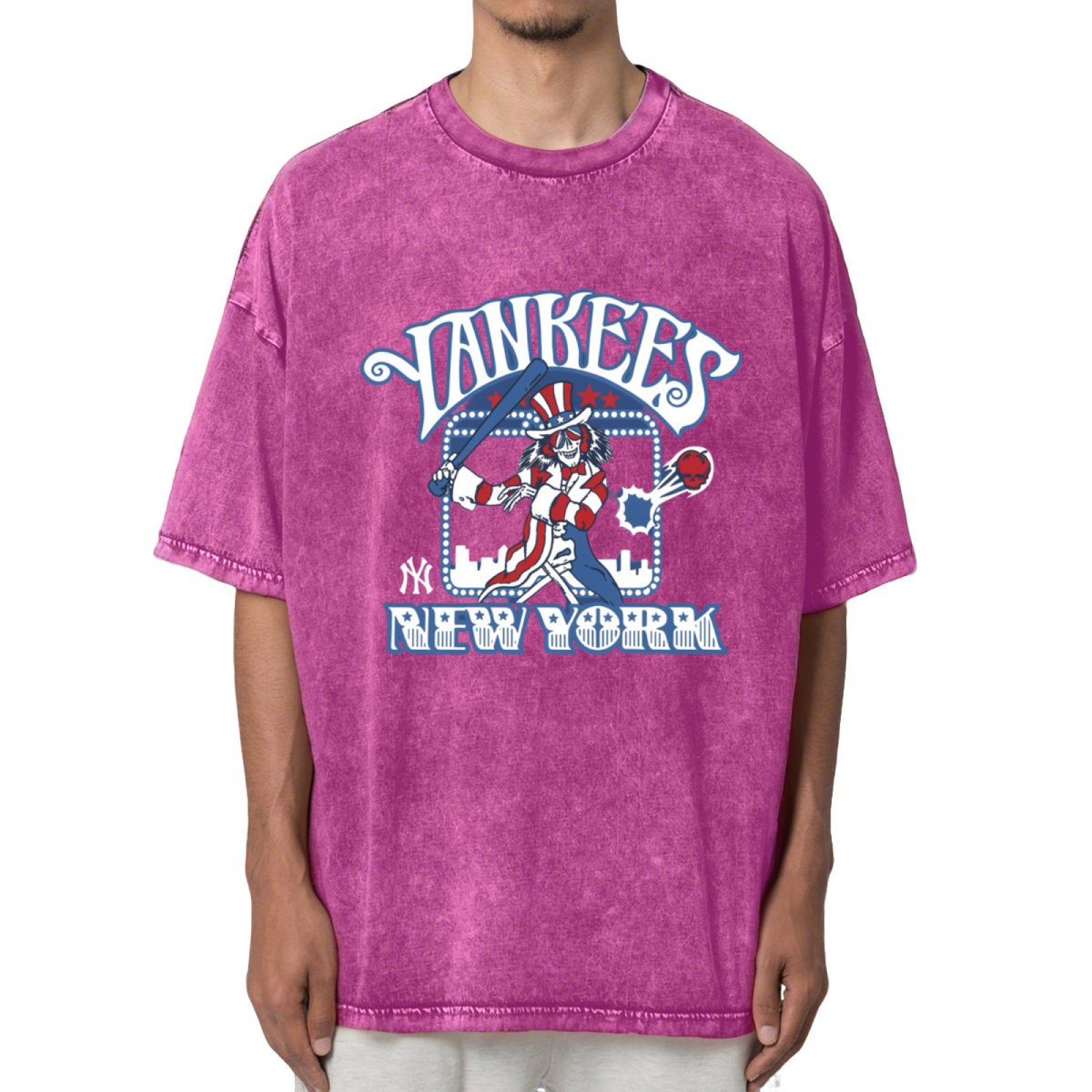 Grateful Dead Skull Baseball Washed Graphic T-Shirt