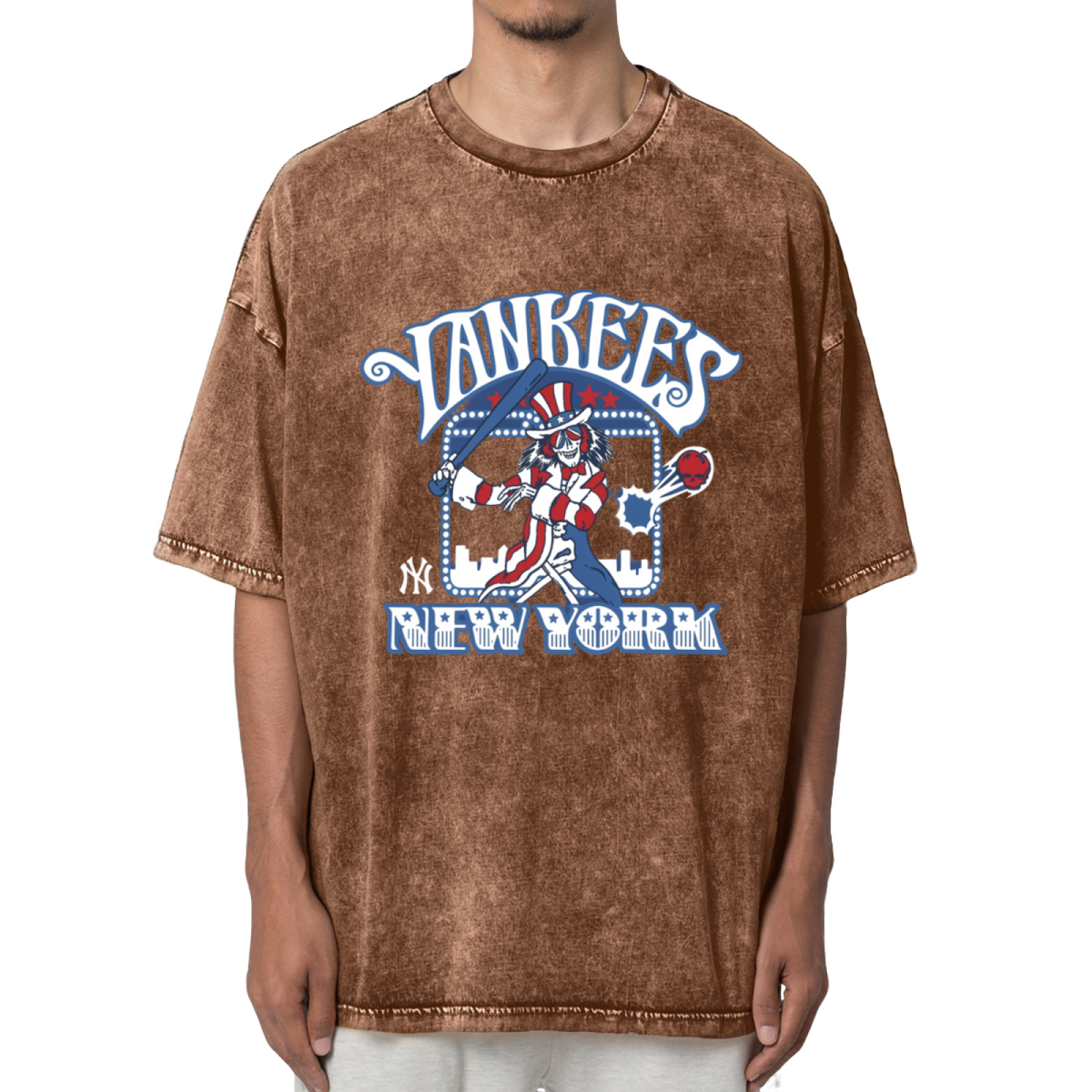 Grateful Dead Skull Baseball Washed Graphic T-Shirt