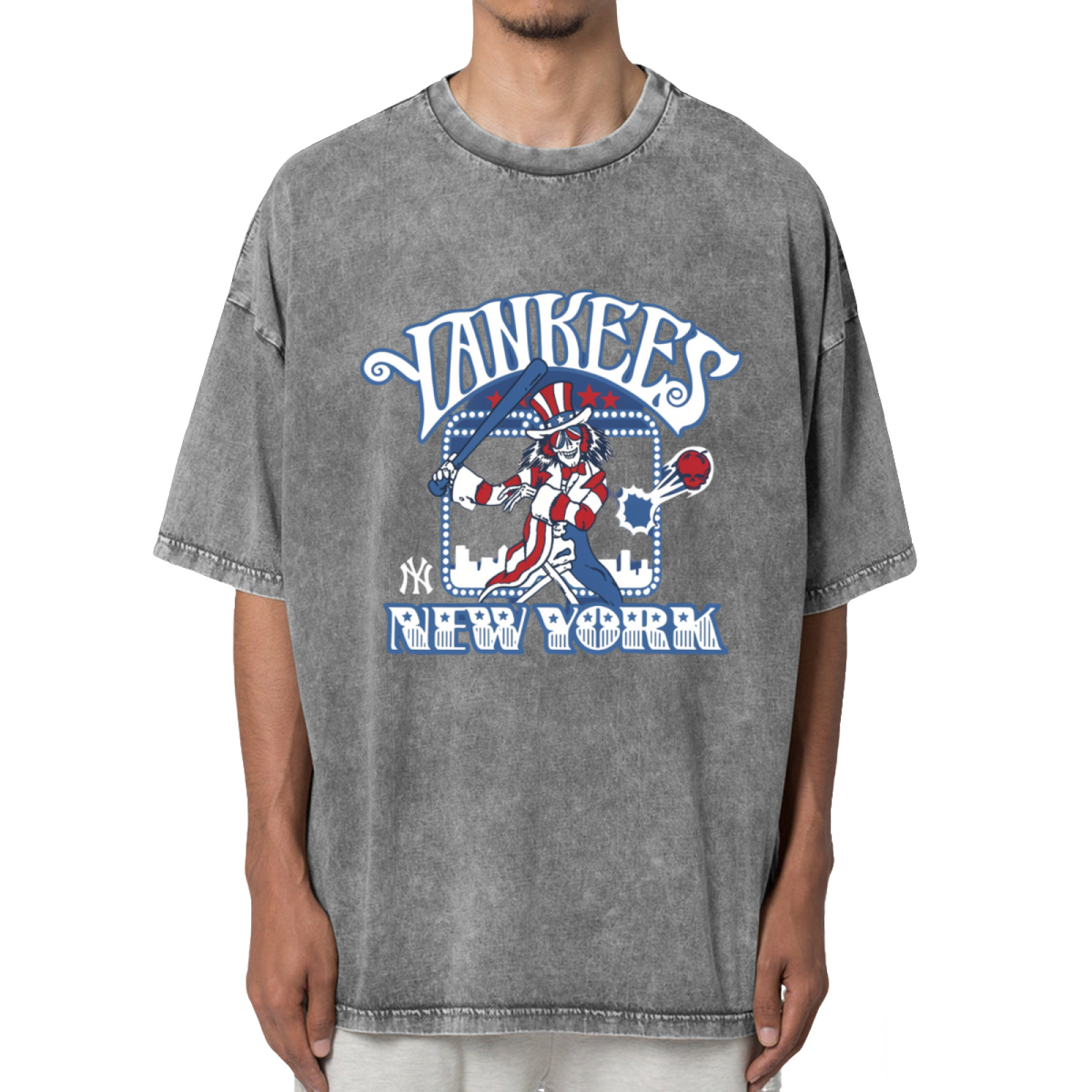 Grateful Dead Skull Baseball Washed Graphic T-Shirt