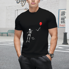 Skeleton with Single Red Balloon Graphic T-Shirt