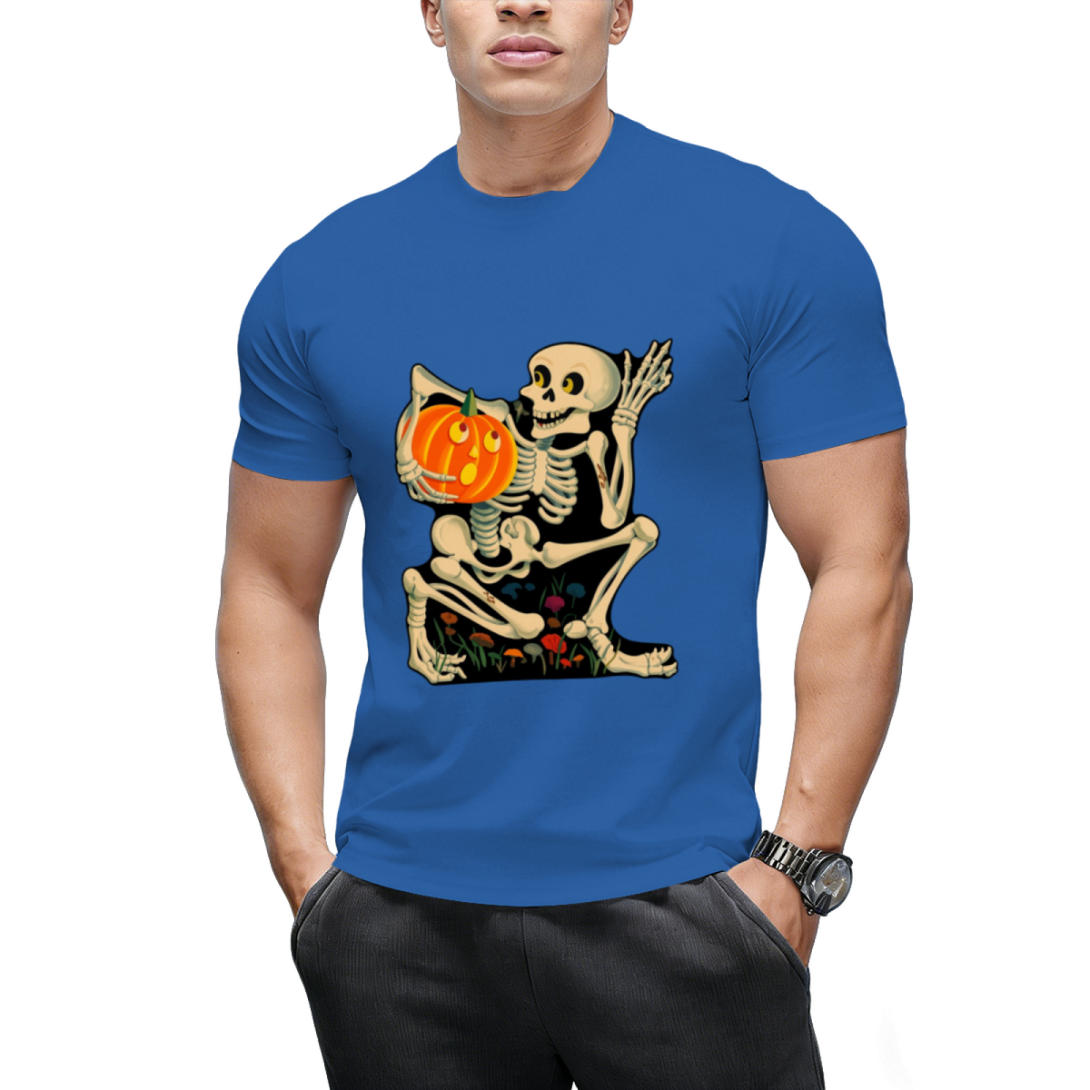Vintage Skeleton Jack O Lantern Decoration Graphic T-Shirt