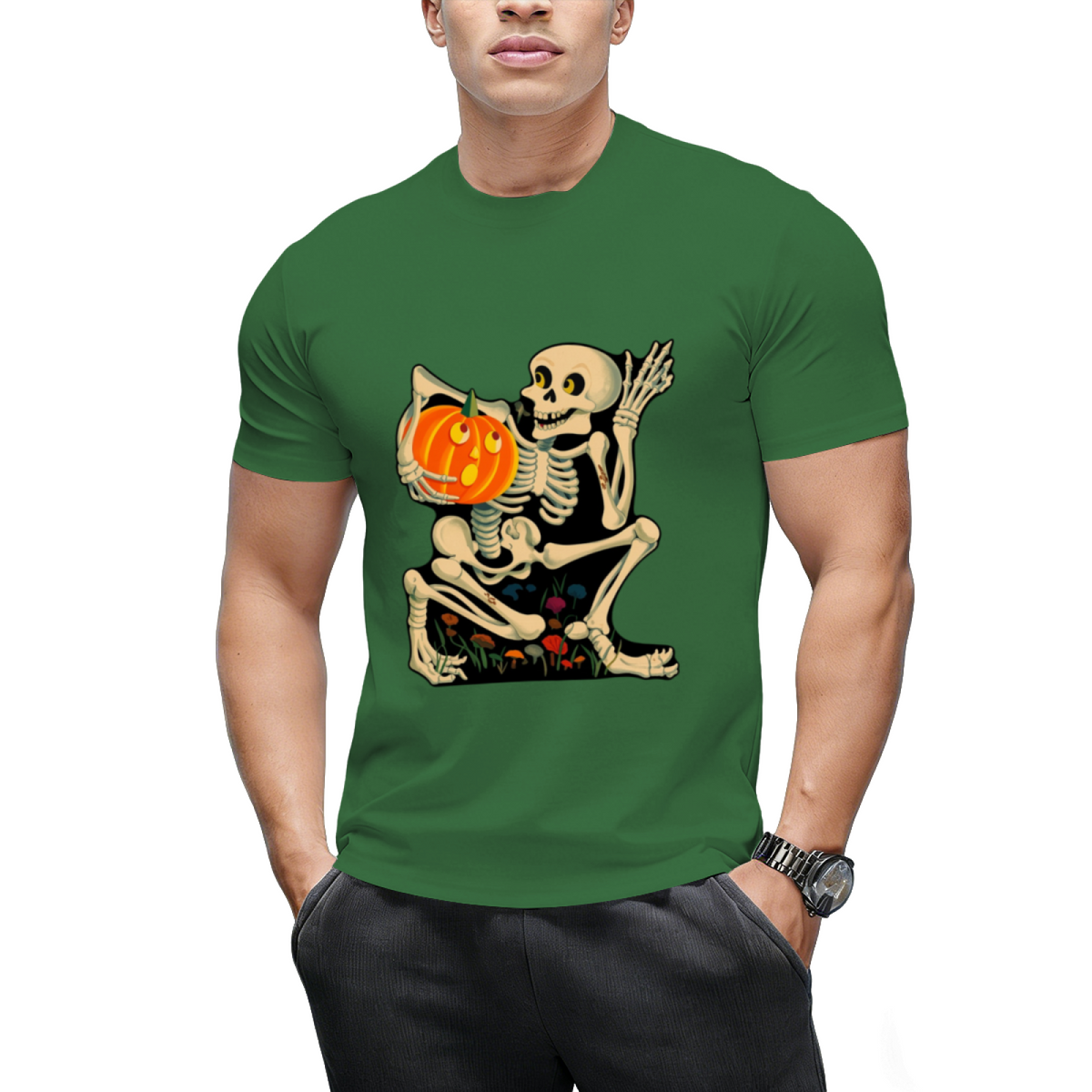 Vintage Skeleton Jack O Lantern Decoration Graphic T-Shirt