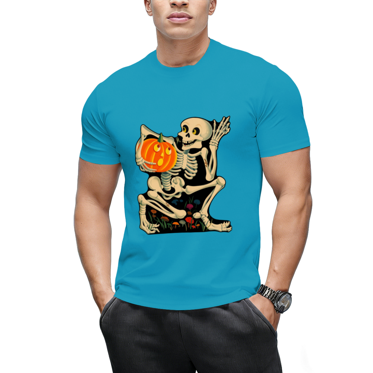 Vintage Skeleton Jack O Lantern Decoration Graphic T-Shirt