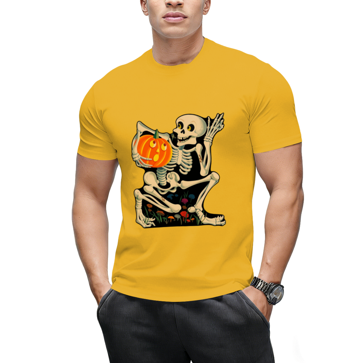 Vintage Skeleton Jack O Lantern Decoration Graphic T-Shirt