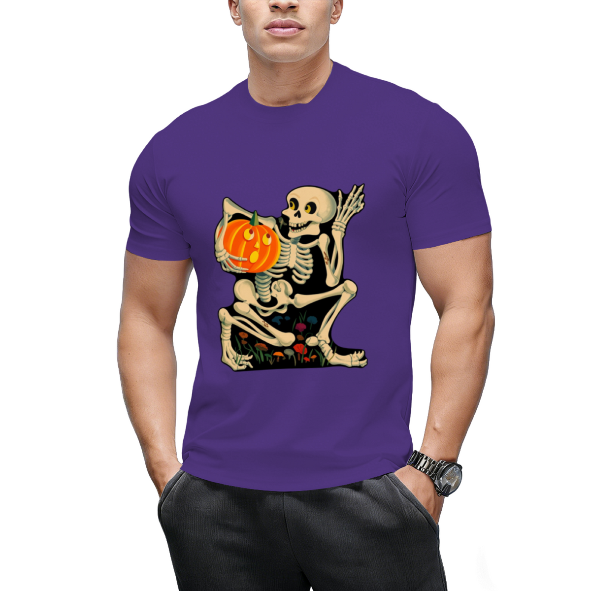 Vintage Skeleton Jack O Lantern Decoration Graphic T-Shirt