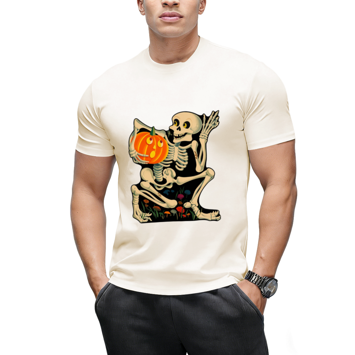 Vintage Skeleton Jack O Lantern Decoration Graphic T-Shirt