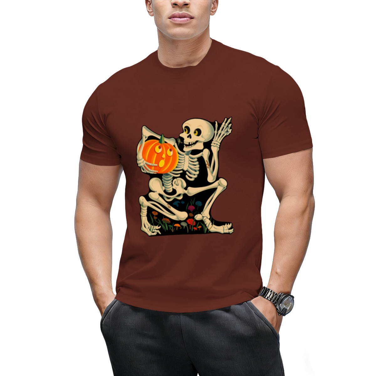 Vintage Skeleton Jack O Lantern Decoration Graphic T-Shirt
