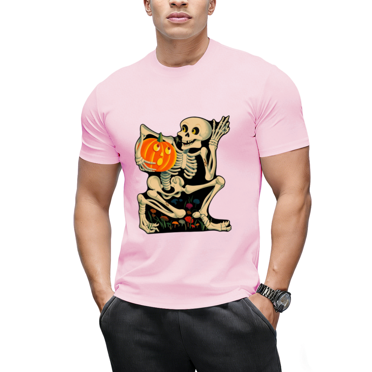 Vintage Skeleton Jack O Lantern Decoration Graphic T-Shirt