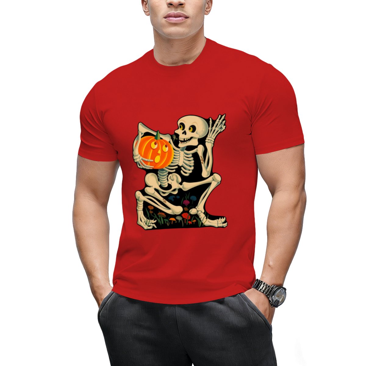 Vintage Skeleton Jack O Lantern Decoration Graphic T-Shirt