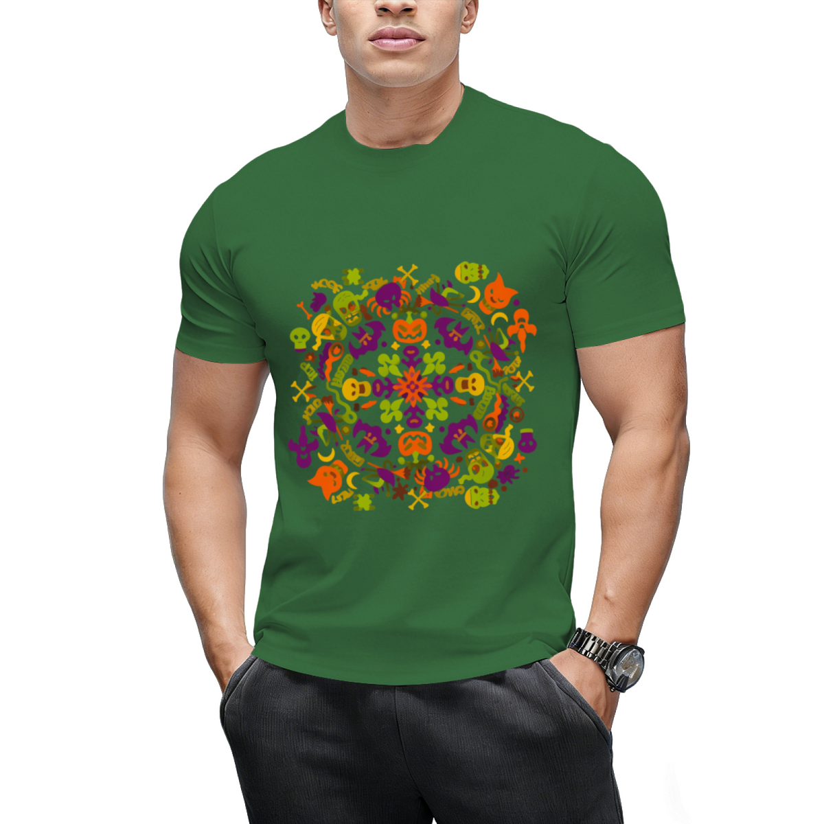 Spooky Halloween Monsters for a Mandala Graphic T-Shirt