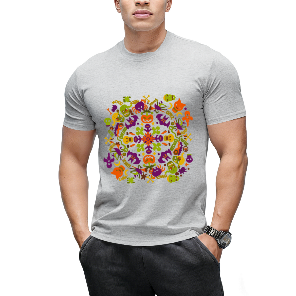 Spooky Halloween Monsters for a Mandala Graphic T-Shirt