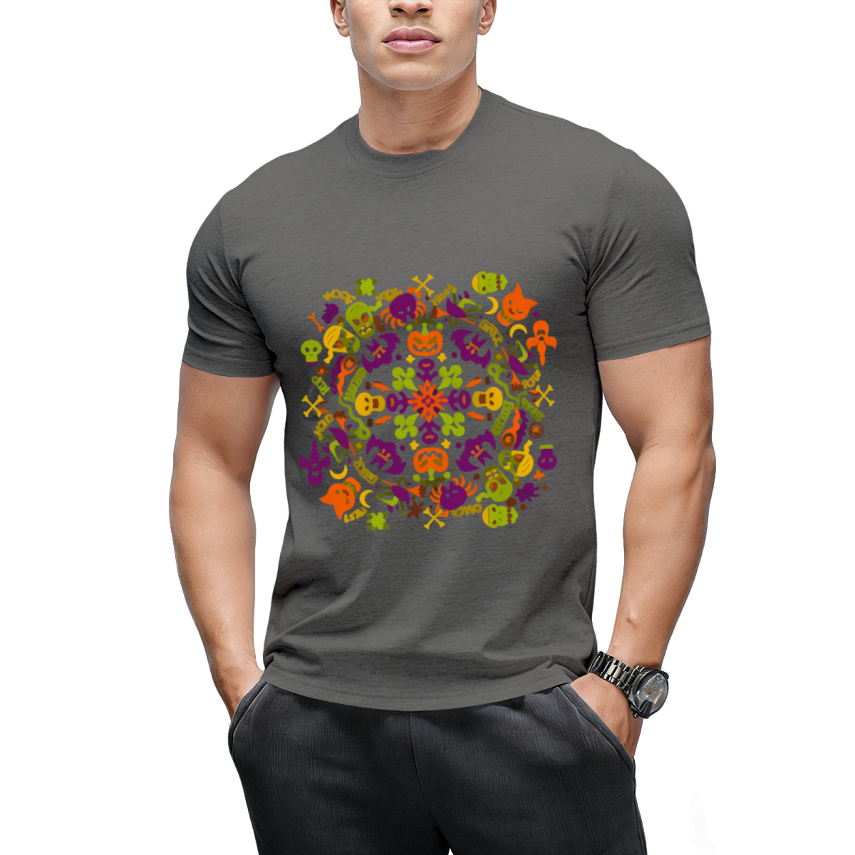 Spooky Halloween Monsters for a Mandala Graphic T-Shirt