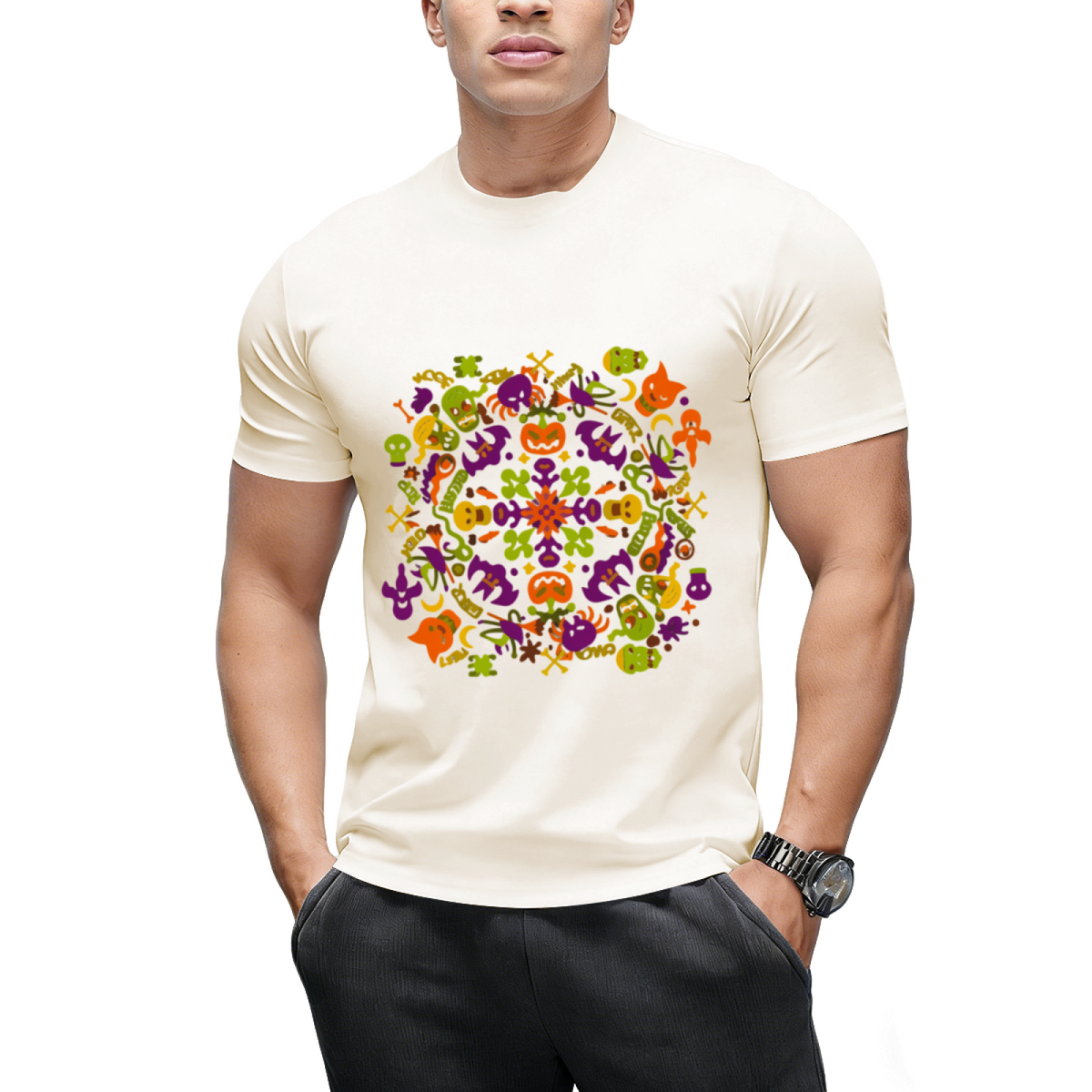 Spooky Halloween Monsters for a Mandala Graphic T-Shirt