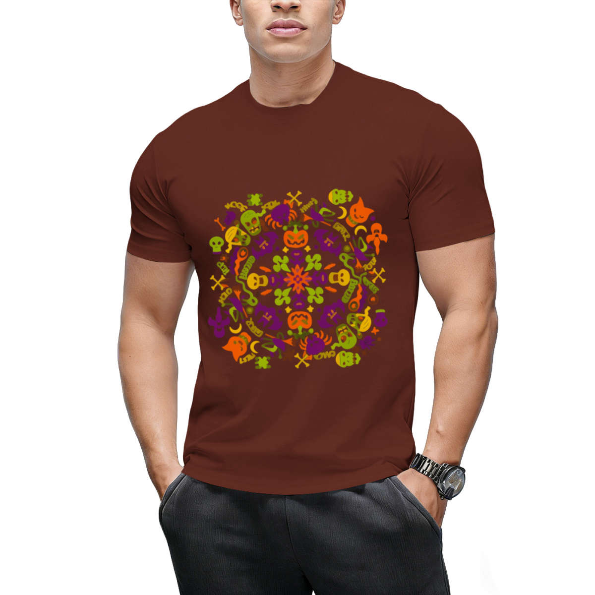 Spooky Halloween Monsters for a Mandala Graphic T-Shirt