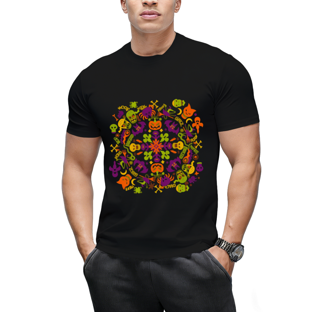 Spooky Halloween Monsters for a Mandala Graphic T-Shirt