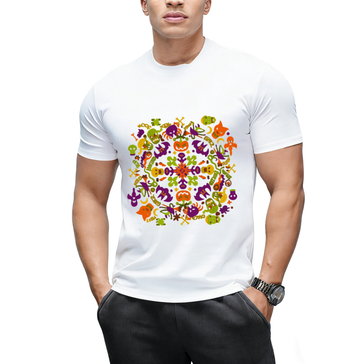 Spooky Halloween Monsters for a Mandala Graphic T-Shirt
