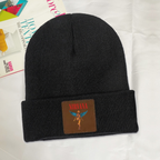 Nirvana In Utero Black Square Patch Beanie product image showing square-patch knit beanie design