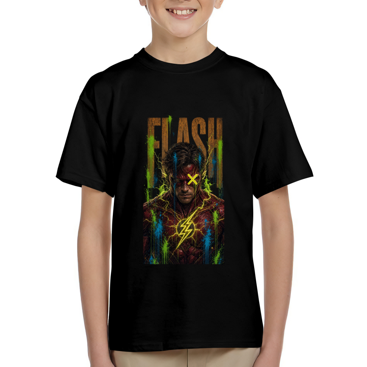 Yellow X Lightning Art Kid's T-Shirt for Family Festivals