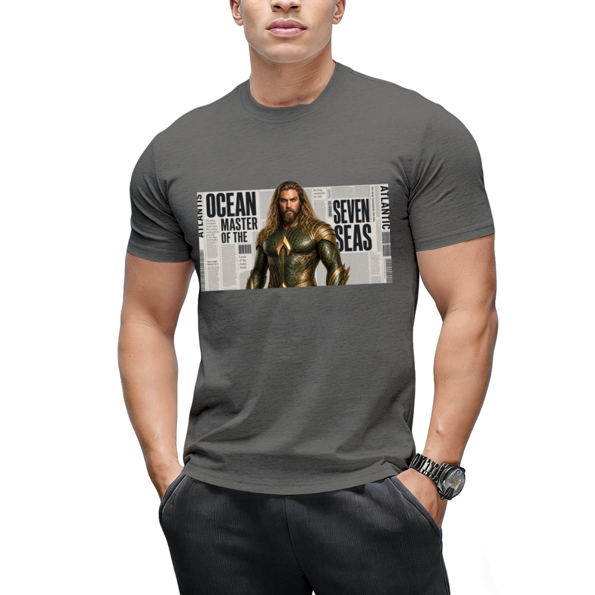 Crowned Ink Portrait Men's T-Shirt for Everyday Style