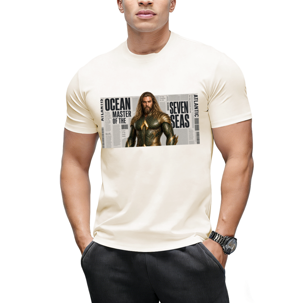Crowned Ink Portrait Men's T-Shirt for Everyday Style