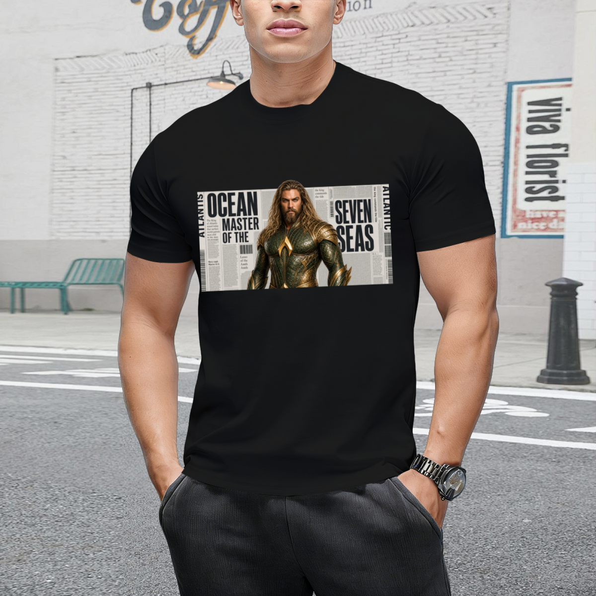 Crowned Ink Portrait Men's T-Shirt for Everyday Style