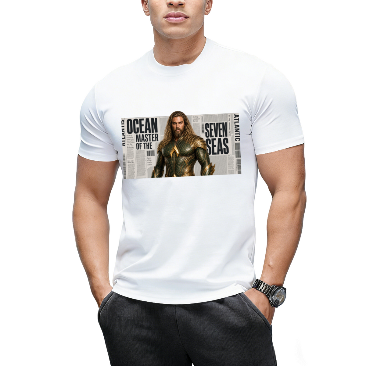 Crowned Ink Portrait Men's T-Shirt for Everyday Style