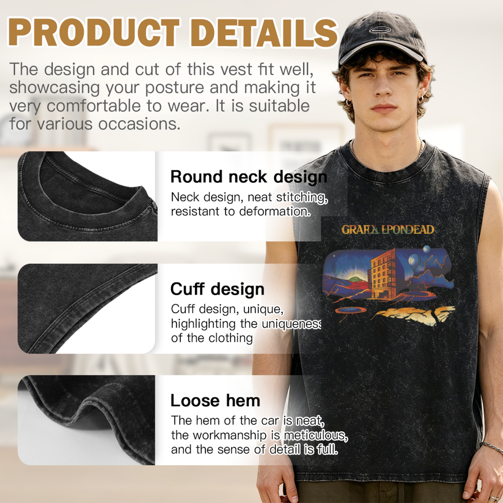 Grateful Dead washed graphic tank top with From The Mars Hotel (woman) graphic