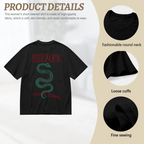 Graphic T-shirt product image with serve the servants green snake artwork