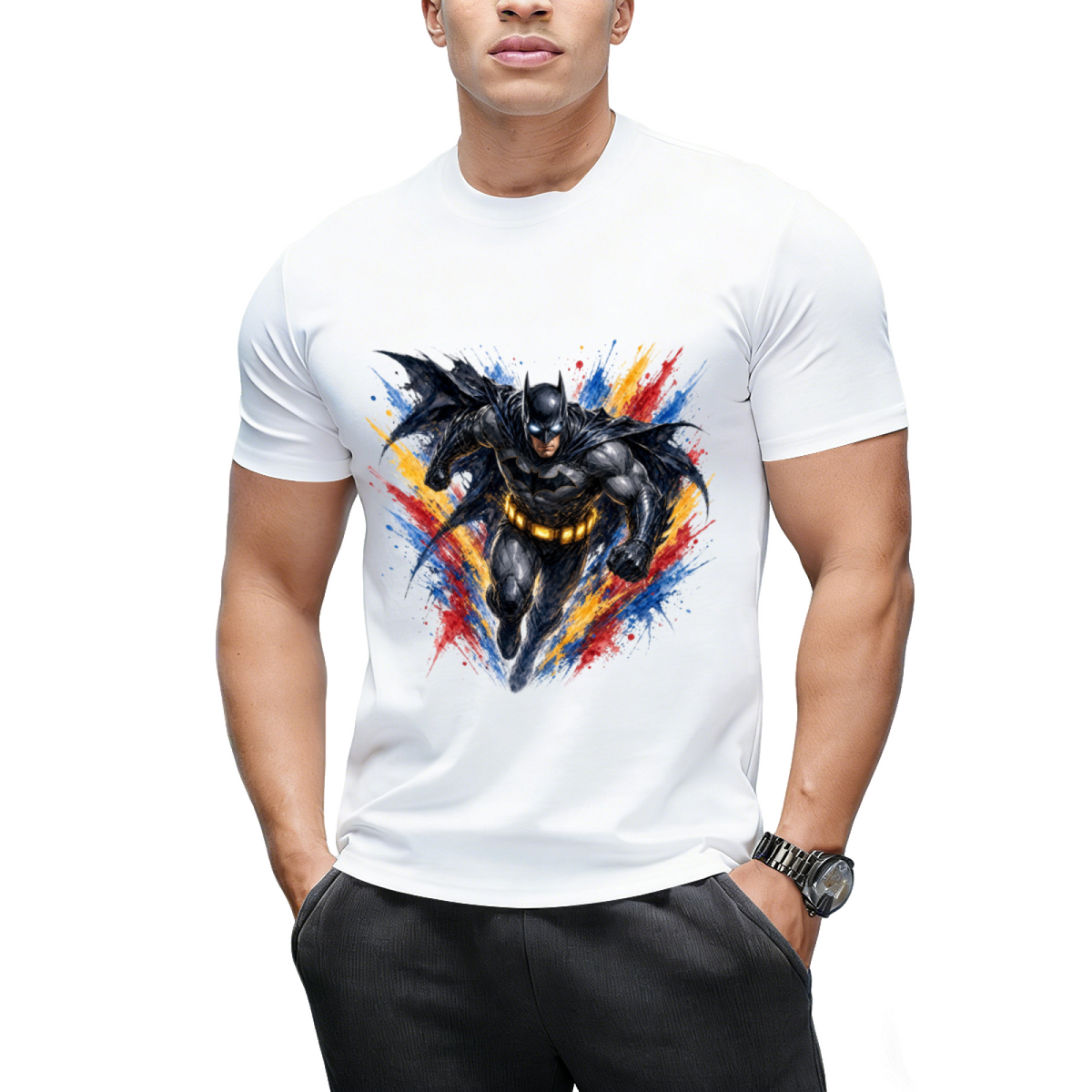 Neon Armor Portrait Men's T-Shirt for Nightlife
