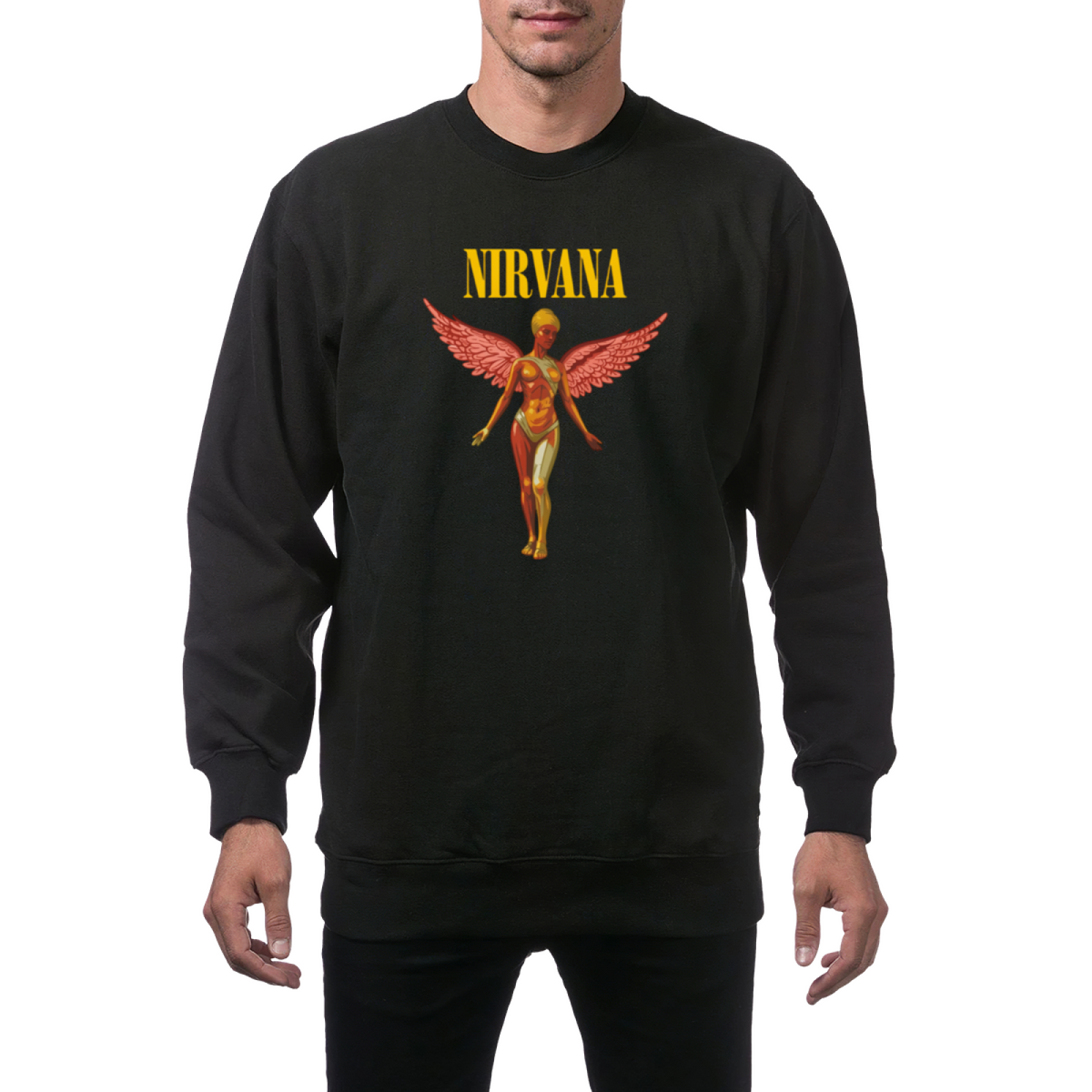 Artwork preview for Nirvana In Utero Pink Angel Crewneck Sweatshirt