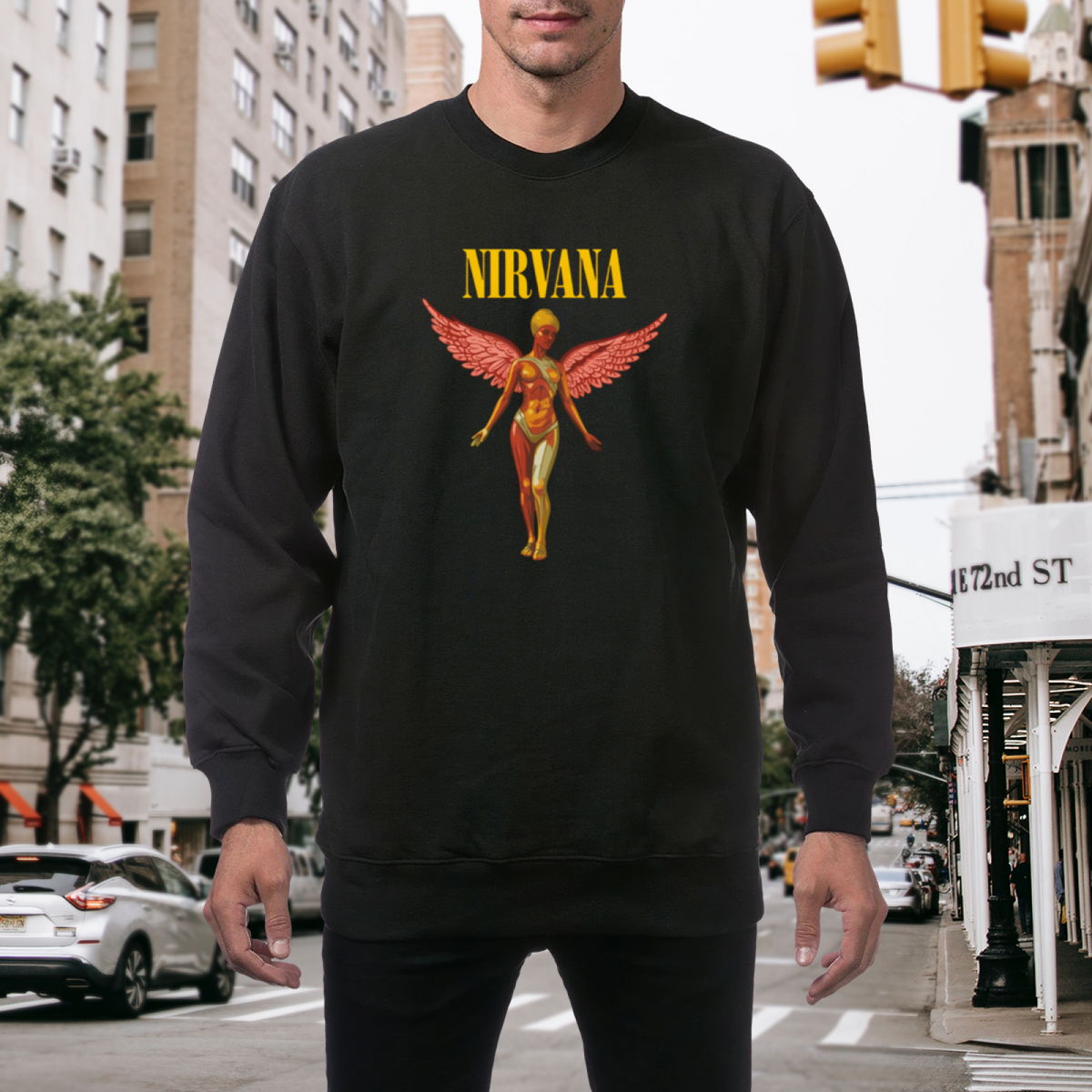 Artwork preview for Nirvana In Utero Pink Angel Crewneck Sweatshirt