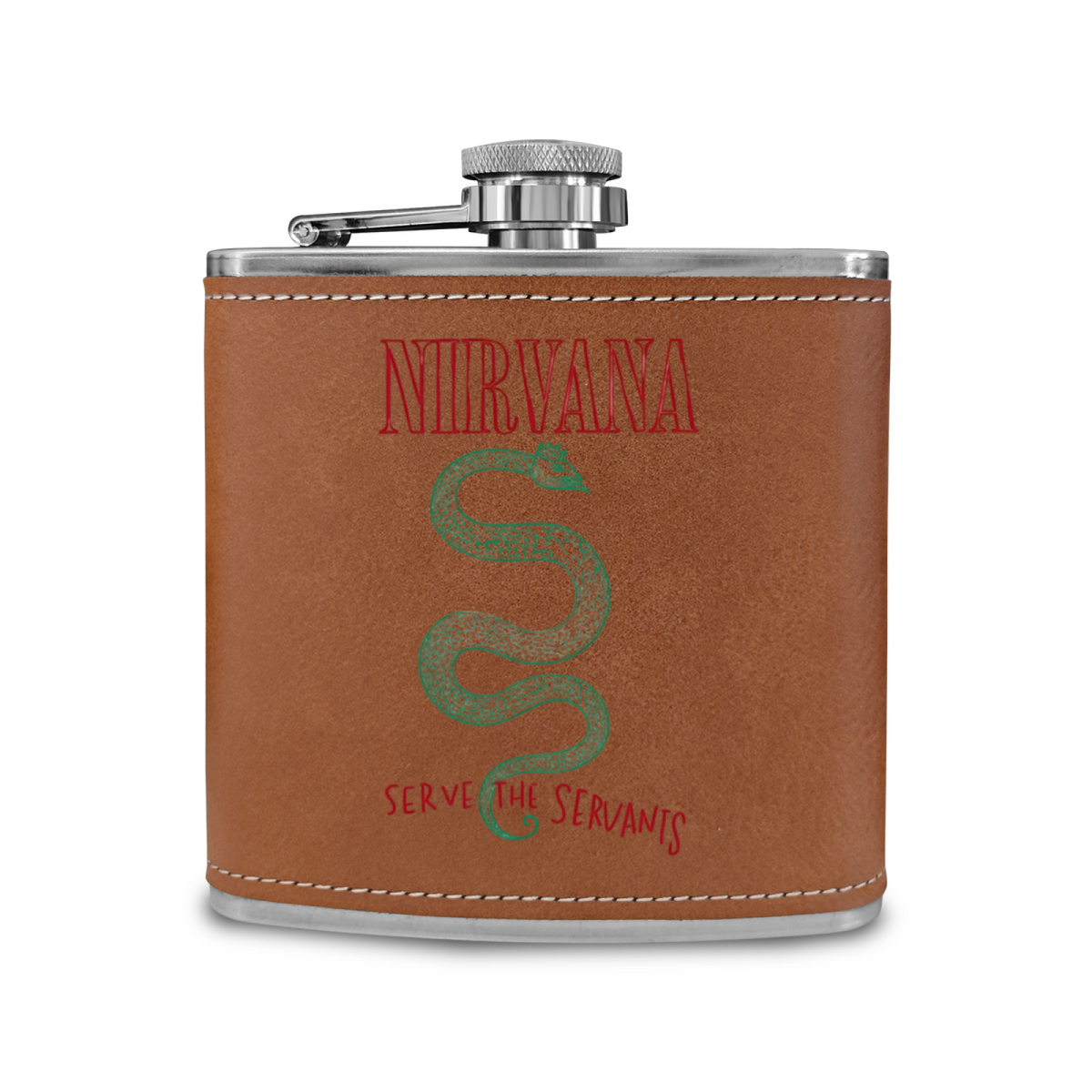Nirvana Serve the Servants 6oz Vintage Stainless Steel Hip Flask