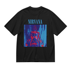 Graphic T-shirt product image with anatomical figure red blue artwork