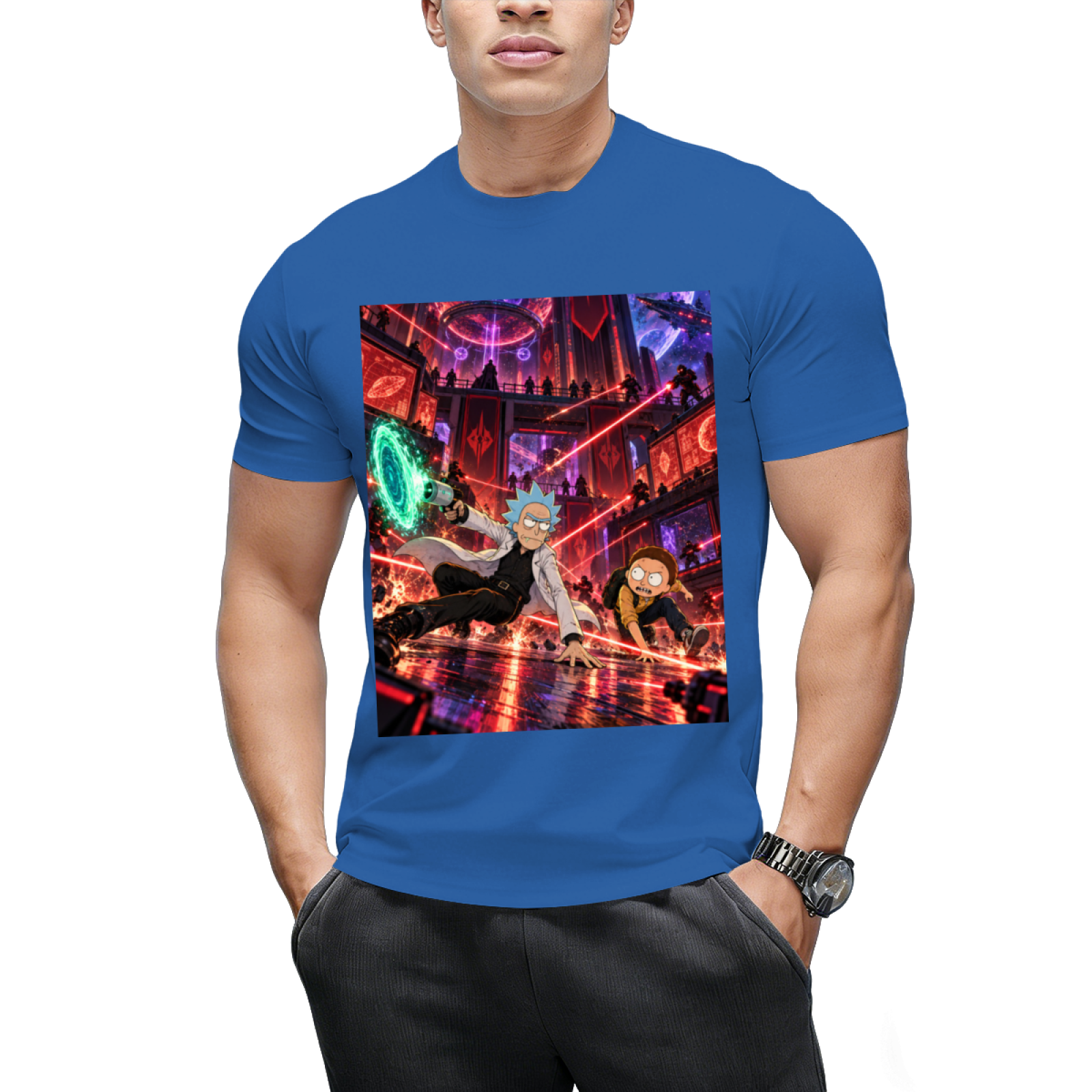 Personalized Cyberpunk Portal Gun Tee - Neon Sci-Fi Art