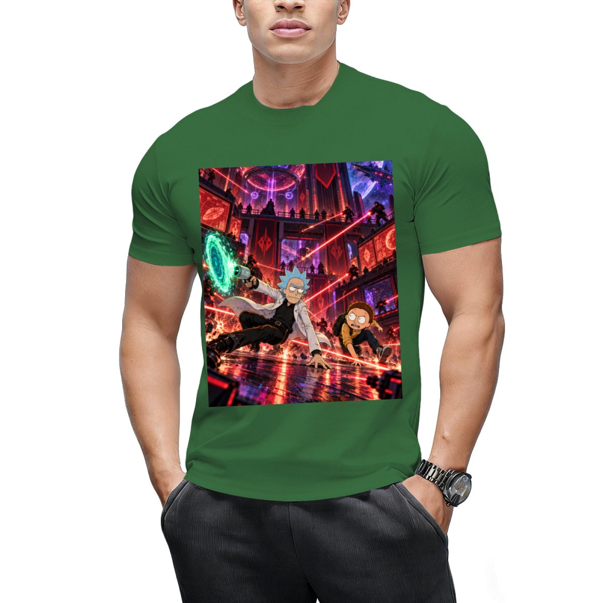 Personalized Cyberpunk Portal Gun Tee - Neon Sci-Fi Art