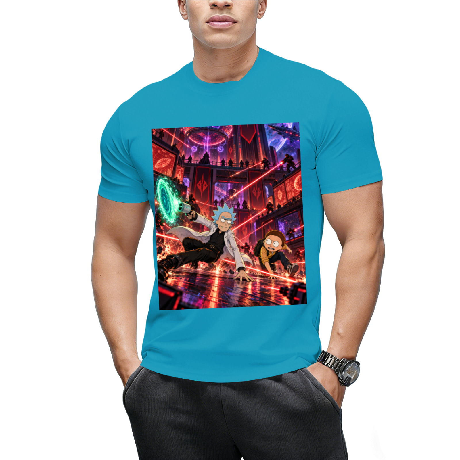 Personalized Cyberpunk Portal Gun Tee - Neon Sci-Fi Art