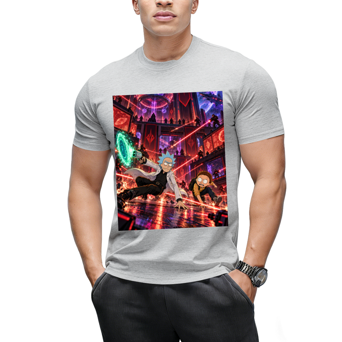 Personalized Cyberpunk Portal Gun Tee - Neon Sci-Fi Art